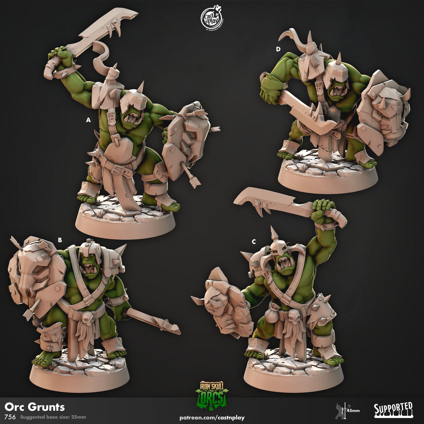 Orc Grunts, Iron Skull Orc- Cast N Play