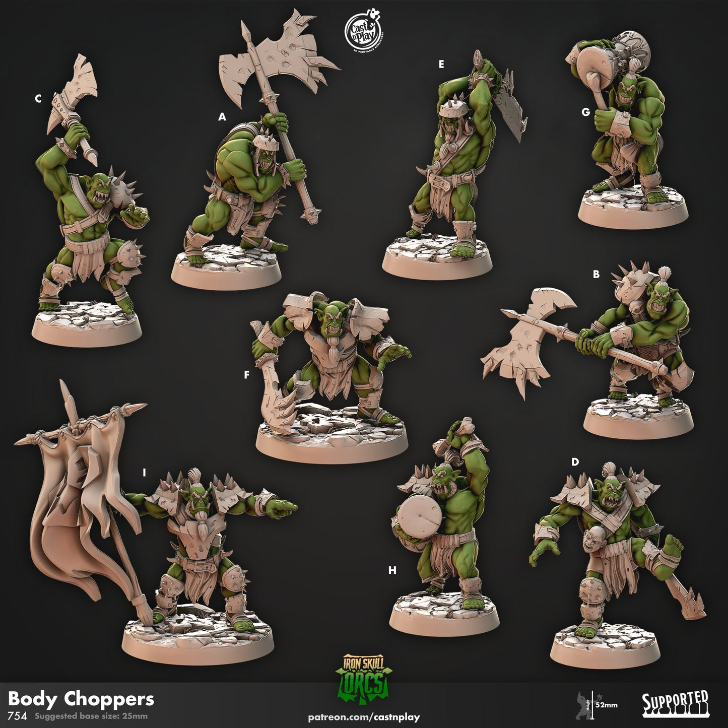 Body Chopper Orcs, Iron Skull Orc - Cast N Play