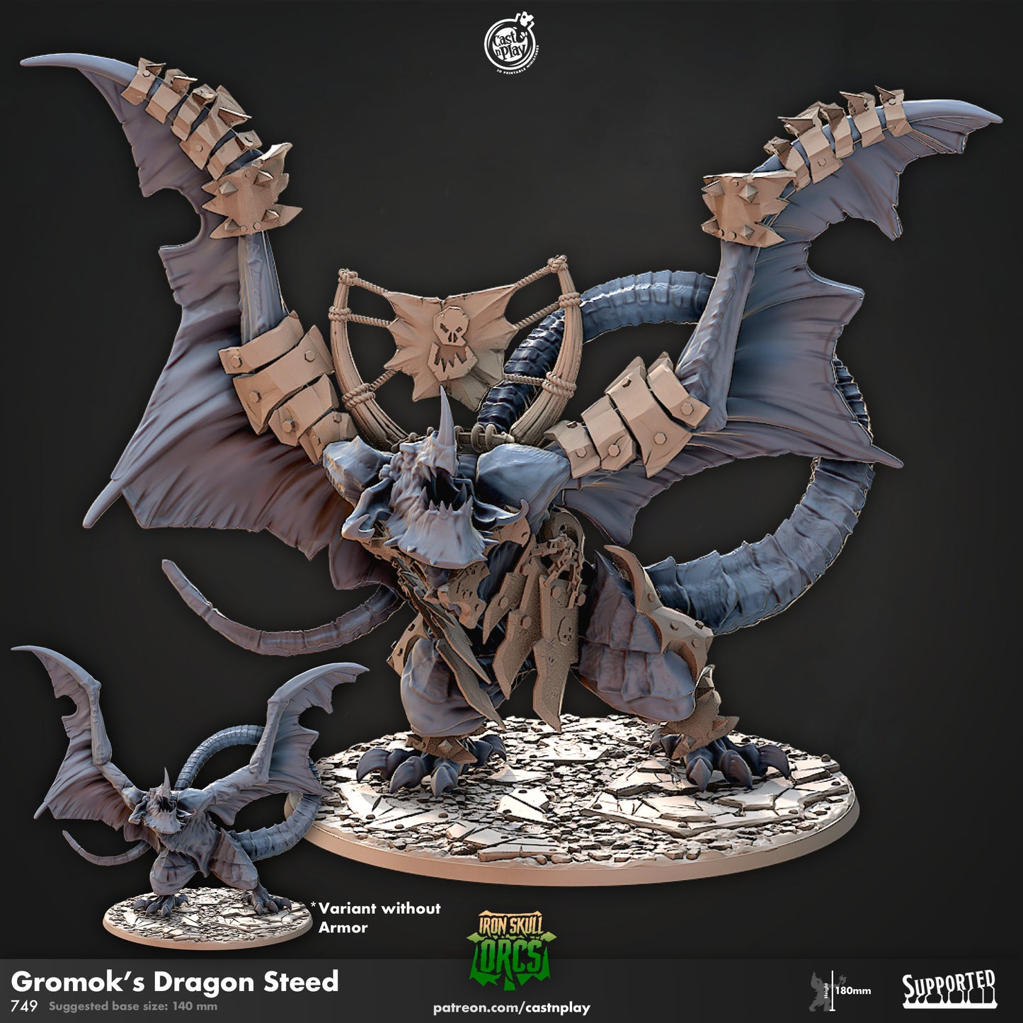 Gromok's Dragon Steed, Iron Skull Orc - Cast N Play