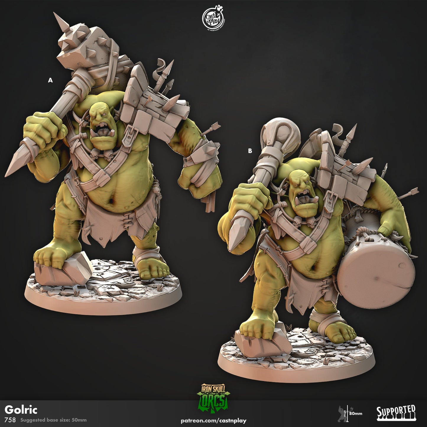 Golric, Iron Orc Bases-- Cast N Play