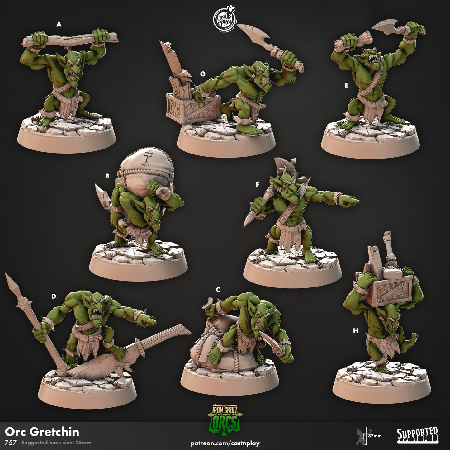 Orc Gretchins, Iron Orc Bases-- Cast N Play