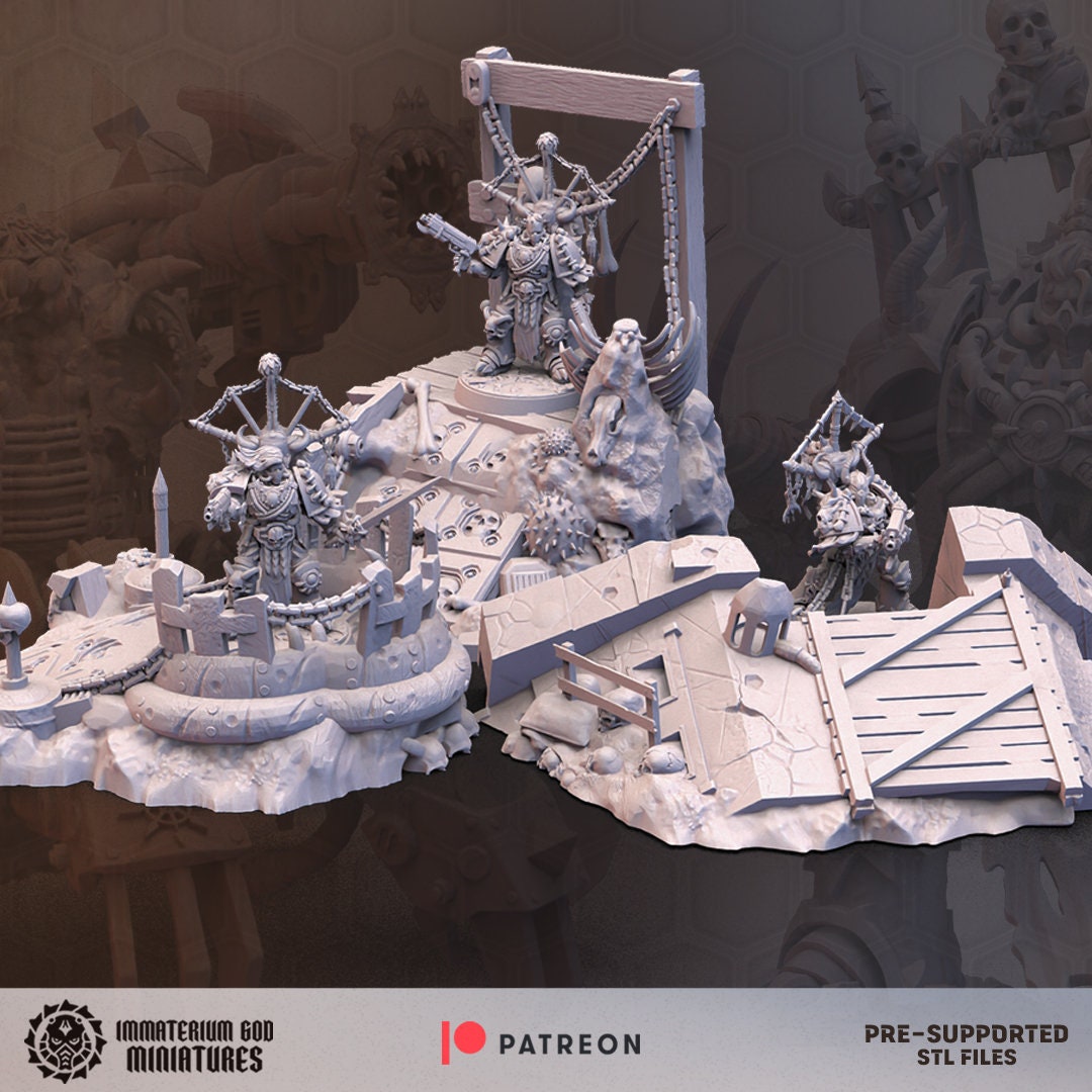 Breastwork modules and barricade (3 models)- Immaterium God Miniatures