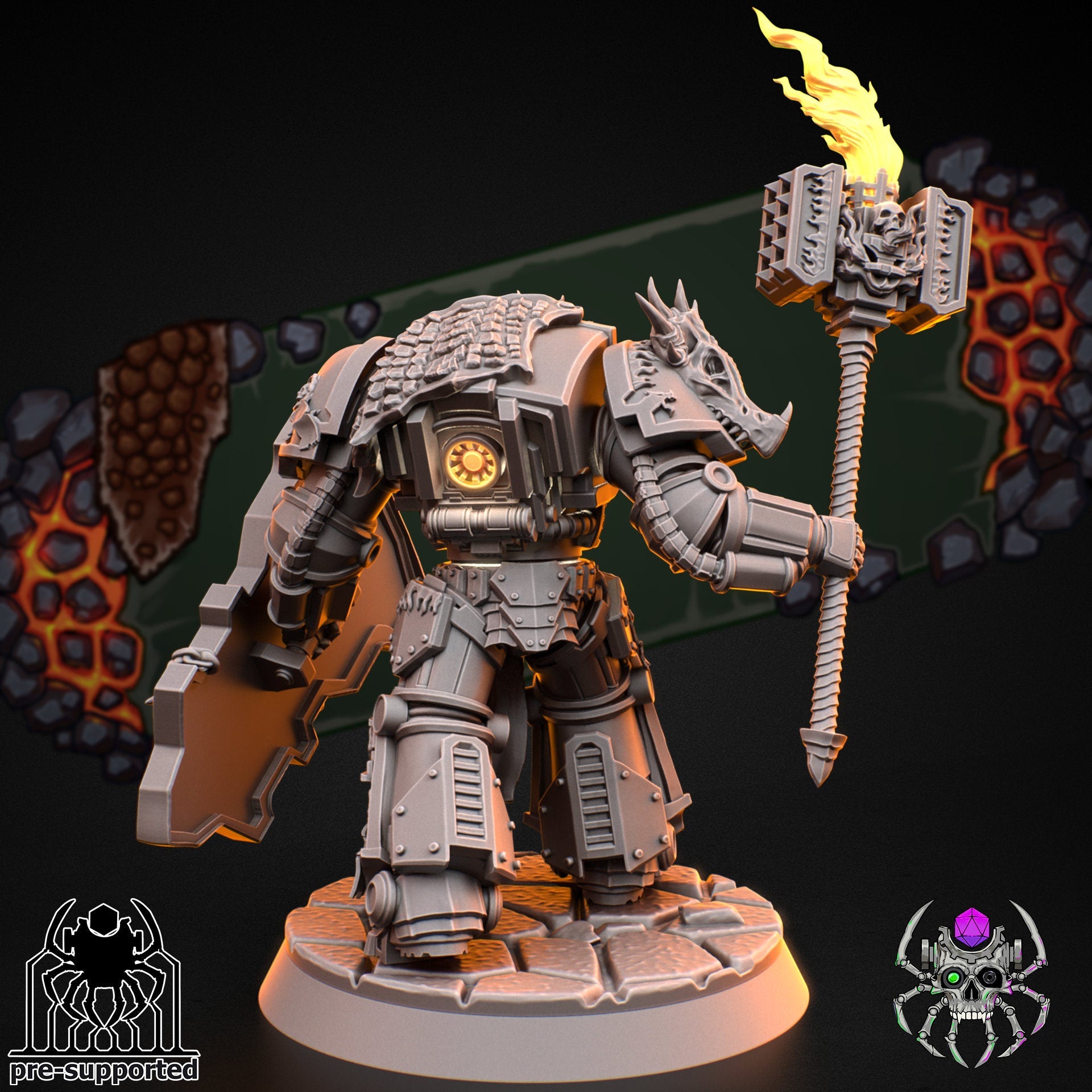 Flame Lizards Heavy Armor Prelate (BuildKit)- Eight Legs Miniatures