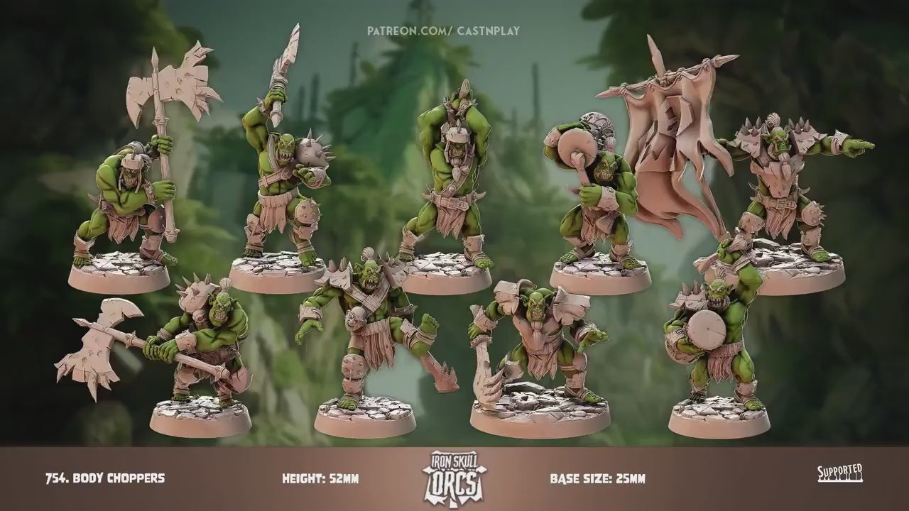 Body Chopper Orcs, Iron Skull Orc - Cast N Play