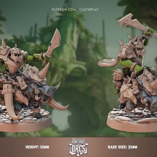 Ferox Hog Rider Orc, Iron Skull Orc - Cast N Play