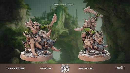 Ferox Hog Rider Orc, Iron Skull Orc - Cast N Play