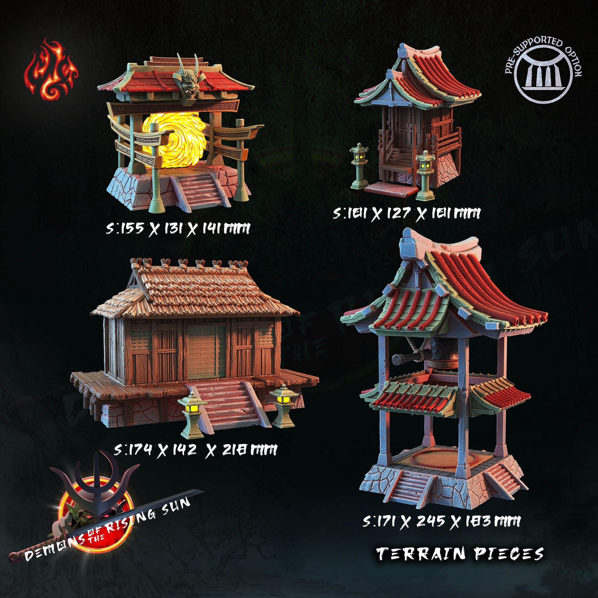 Demons of the Rising Sun Terrain Pieces -Crippled God Foundries