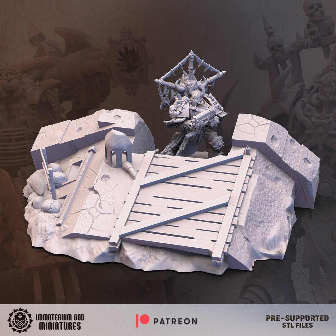 Breastwork modules and barricade (3 models)- Immaterium God Miniatures