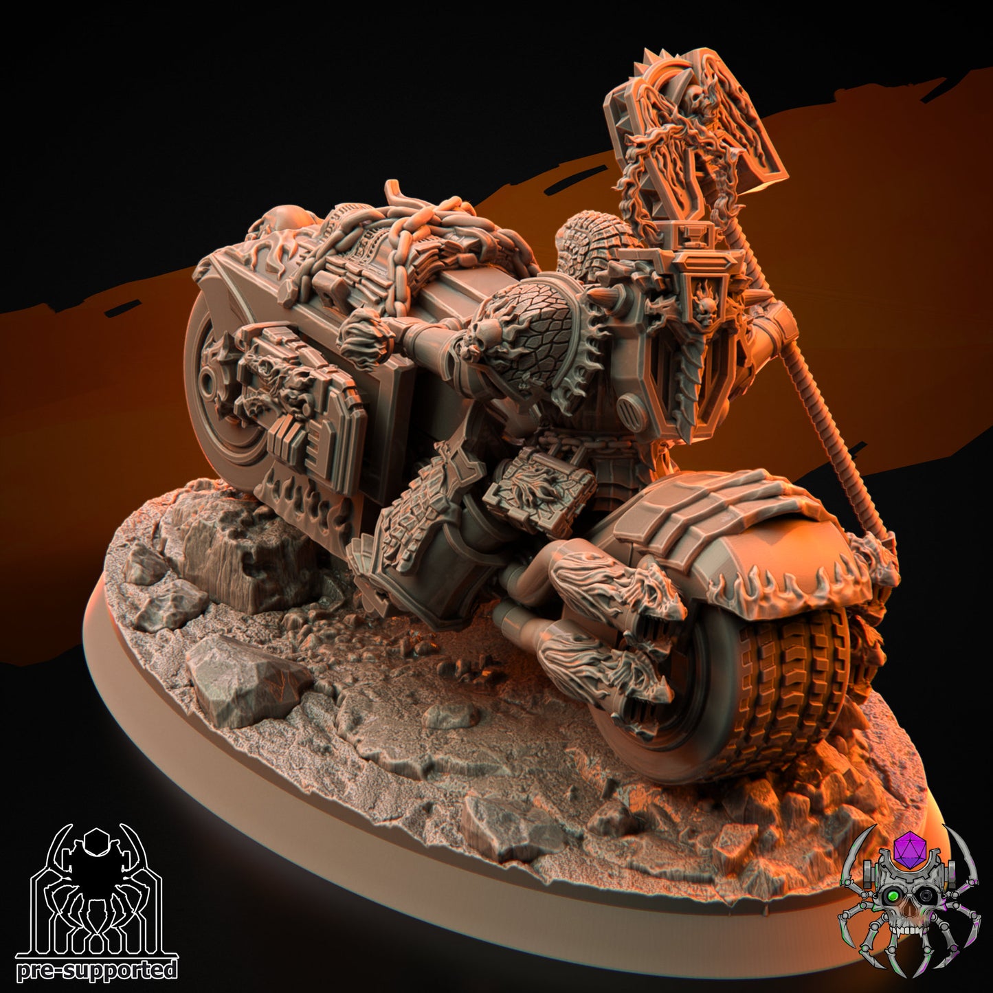 Flame Lizards Prelate on a Motobike (BuildKit) - Eight Legs Miniatures