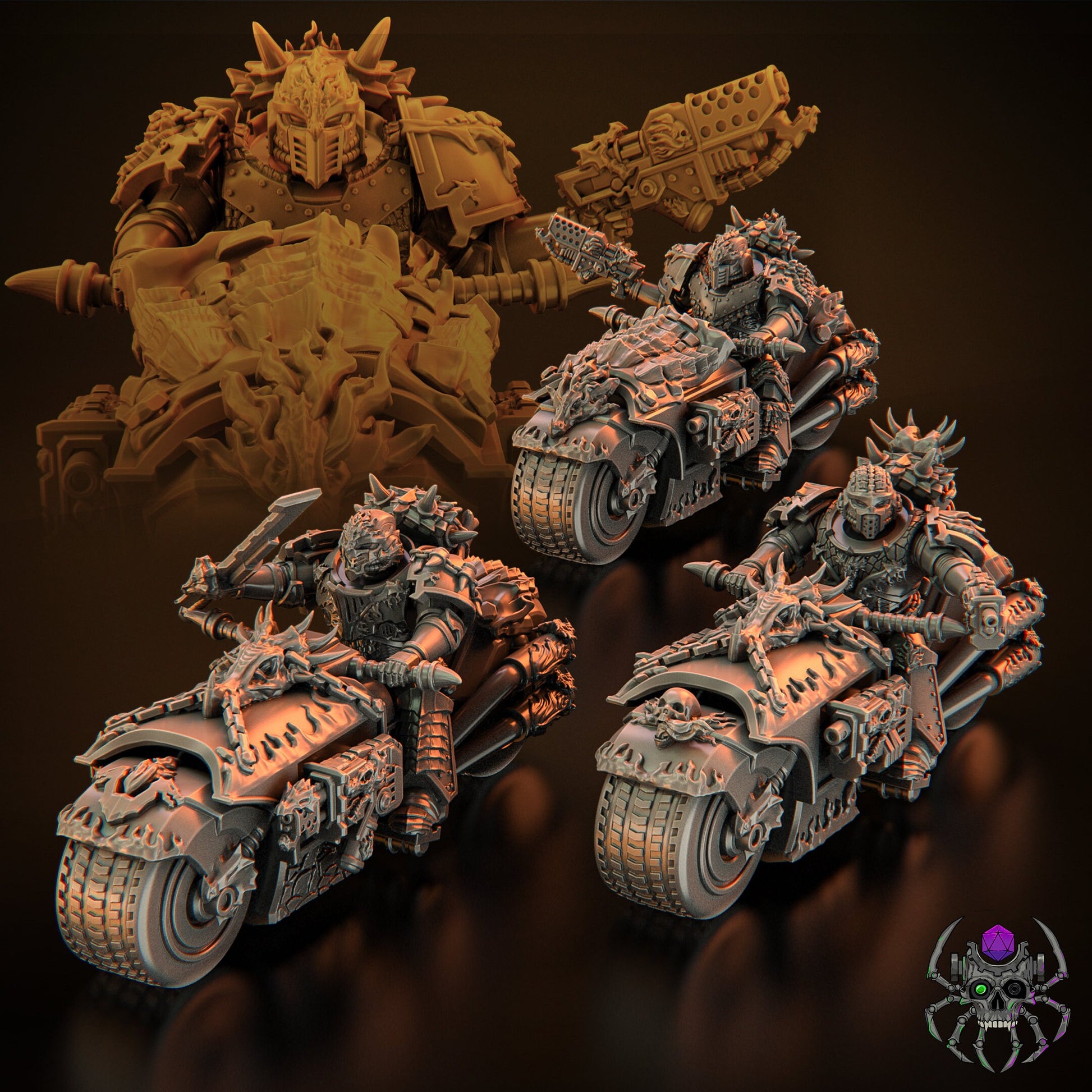 Flame Lizards Prelate on a Motobike (BuildKit) - Eight Legs Miniatures