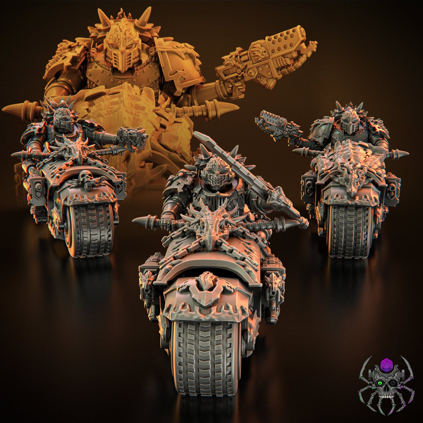 Flame Lizards Prelate on a Motobike (BuildKit) - Eight Legs Miniatures